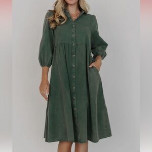 Baltic Born Forest Green Midi Dress